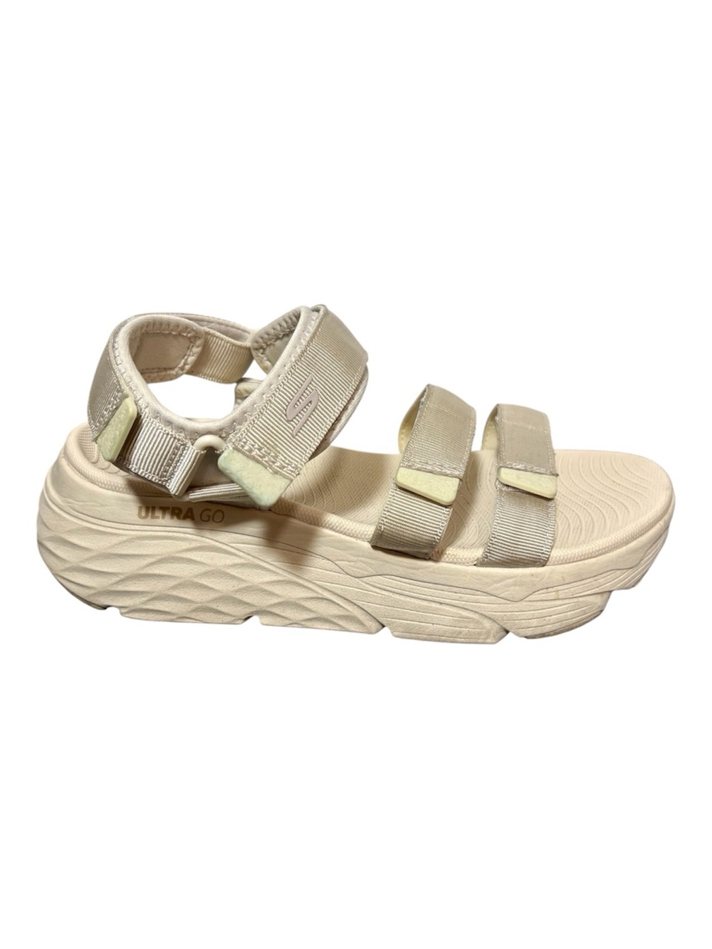 SKECHERS Max Cushioning Cream Platform Strappy Sandal